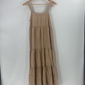 The Drop beige tiered flouncy ruffle hem maxi sun dress neutral spring summer